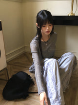 Saawn wool tencel cut see-through layered t-shirt