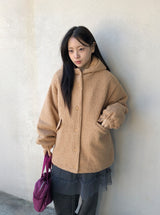 Syasdeulo Quilted Boucle Hood Half Coat Jacket