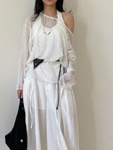 Damaged See-through Boat Neck Loose Fit Knit