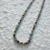 Silver Frame Gem Necklace