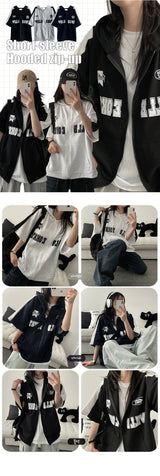 Billie Short Sleeve Hooded Zip-Up