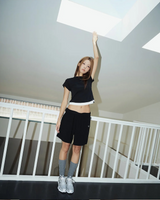 26SS WOMAN POINT LABEL LAYERED SHORT SLEEVE T-SHIRT