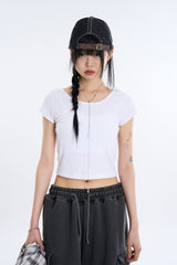 スタンダードワイドUネッククロップTシャツ