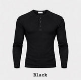Conien Muscle Fit Henley Neck Long Sleeve T-shirt