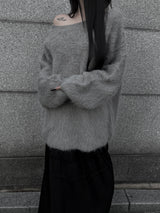 overfit mohair lips-neck knit (2color)