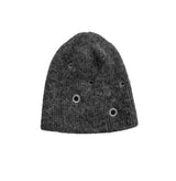 Eyelet Angora Fur Short Beanie