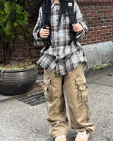 Shooting oversized-fit checkered shirt