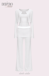 アンナ レース カーディガン トレーニング スリーピース セット (Sleeveless cardigan, pants)