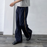 Navy Side-Line Draped Pants