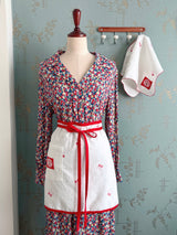 Cherry embroidery apron double-layer fabric red point