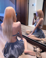  Backless top pleats mini ops (2color)