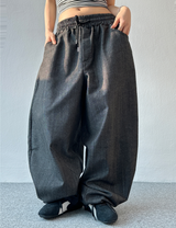 BALLOON BANDING LONG DENIM PANTS💙🖤 - 2 COLORS