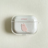 ピンクキャットクリアハードAirpodsケース