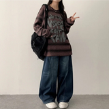 Ipp vintage washing round incision denim wide pants