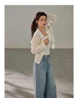 Antique Crochet Punching Long Sleeve Cardigan