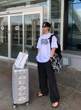 ナンバーキプデニムレタリングベーシックオーバーフィット半袖Tシャツ