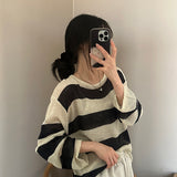  Big stripe see-through long sleeve knit T