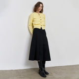 WOMAN ロゴ入りラウンドネック長袖カーディガン  [LEMON]