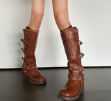 FAUX-LEATHER FEMININE POINT DAILY SIDE-BUCKLE 5CM PLATFORM HEELS - 2 COLOR