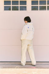 KIRSH X MISAKI KAWAI FLEECE MIX PATCH STADIUM JACKET [IVORY]