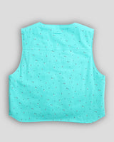 Flower Walk Zip-Up vest Mint