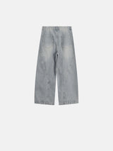 Cut line reverse denim pants