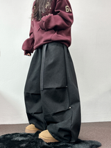 TWO PINTUCK RIVET BELT BALLOON LONG PANTS 🤎🖤💙3COLOR