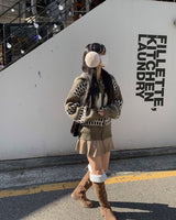 Deer knit zip up