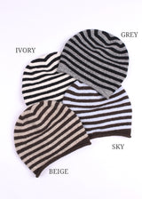 STRIPE SHIRRING LOOSE BEANIE