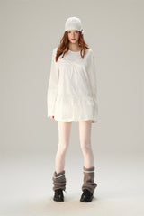 Sweet & Cool Lace Accent Ribbon Point Long T-Shirt