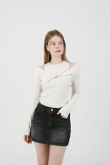 レイヤードツイストTシャツノースリーブセット Beige