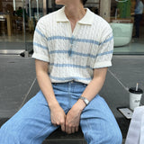 LMN Wanted Dangara Open Collar Twisted Short Sleeve Knitwear (2 colors)