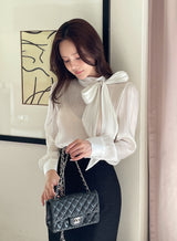 Neju Bling Satin Tie Blouse