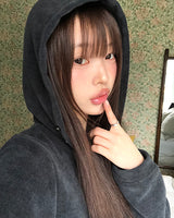 ヒオンハイネックボタンフードジップアップ