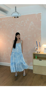 Sky Cloud Cancan Sleeveless Long One Piece