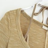 String wrap button short sleeve cardigan top 231216035