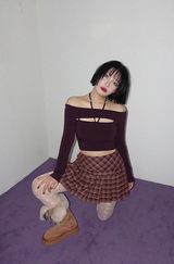 LOW BELETD CHECK PLEATS MINI SKIRT (2COLORS!)