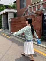 Fiumi Frill Shirring Midi Banding Skirt