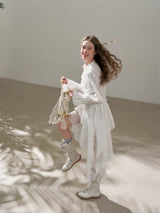 Cotton Embroidered Lace Flower Beads Romantic Dress