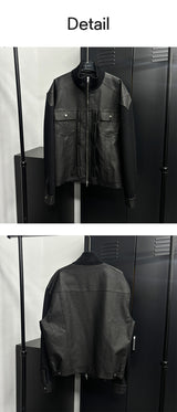 [F/W] ざっくりニットレザージャケット
