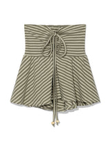 ストライプ シャーリング フレアトップP(KHAKI)