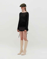 Ribbon Tied Mini Skirt Pants _ BROWN