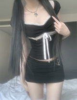 Hacken Ribbon Lace Top (black)
