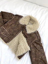 1085. Shearling leather crop mustang jk (2color)