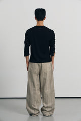 Need stripe wide denim pants(Ivory)