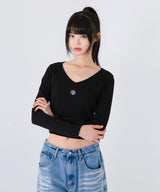 STITCH V NECK LONG SLEEVE T-SHIRT [4color]