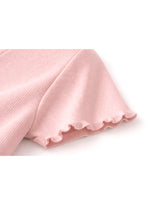 Rosy Lace Slim Rib Knit Short Sleeve Cardigan Pink