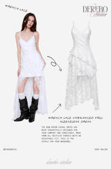 wrench lace unbalanced frill sleeveless dress