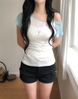 Bunny Raglan One-Shoulder Short Sleeve