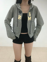 Heart Dot Stripe Hoodie Zip-up